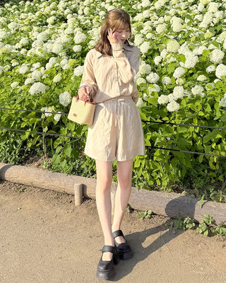 Linen shirt and shorts set