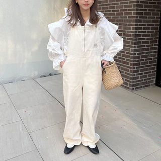 Front zip cotton overalls