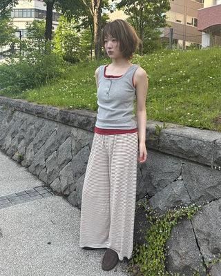 Striped wide easy pants