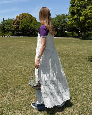 Camisole button lace maxi dress