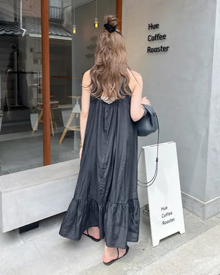 Halter neck detail long dress