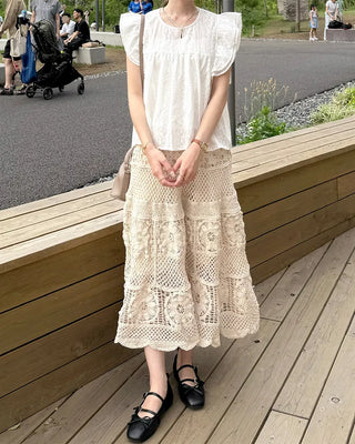 Knitted banded long skirt