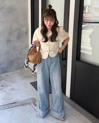 V-neck linen summer jacket