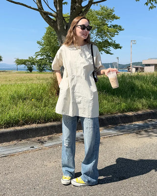 Block Stitch Oversized Tunic