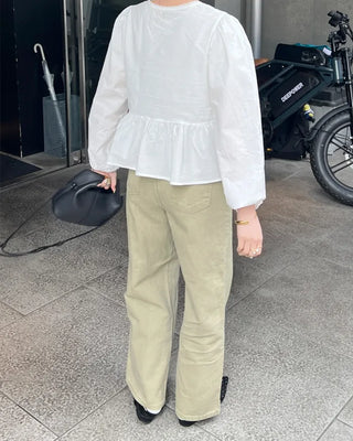 Cotton wide-fit pants