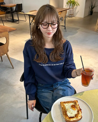 Lettering One-Shoulder Sweatshirt