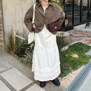 Long skirt with ruffled hem
