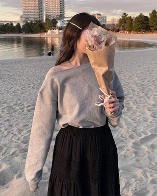 Simple off-shoulder sweatshirt