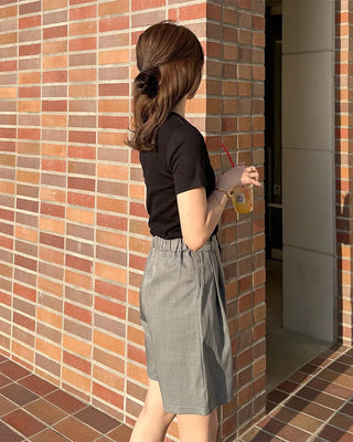 Ribbon patch point short-sleeve T-shirt