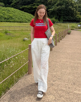 Flower Punching Wide Easy Pants
