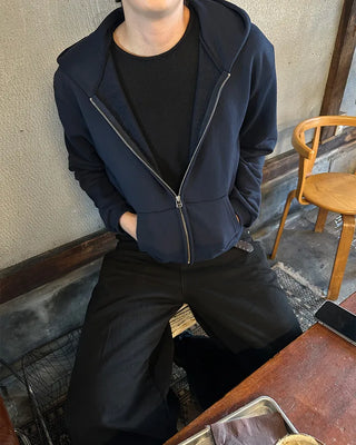 Standard fit hooded zip-up