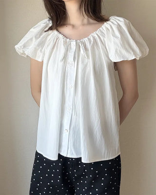 Shirred puff blouse