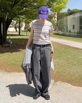 Flap pocket curved fit cotton pants