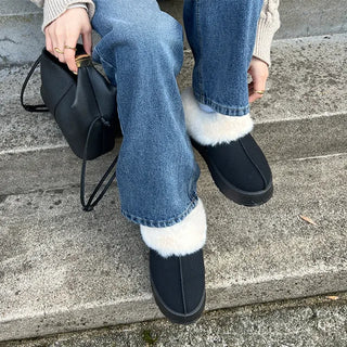 Suede fur loafers