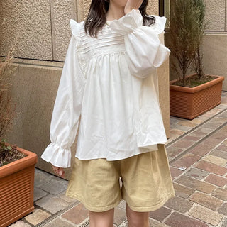 Pintuck frill blouse