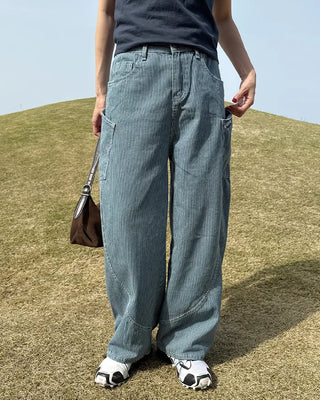 Slit patch pocket denim pants