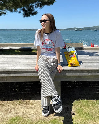 Simple striped banding pants