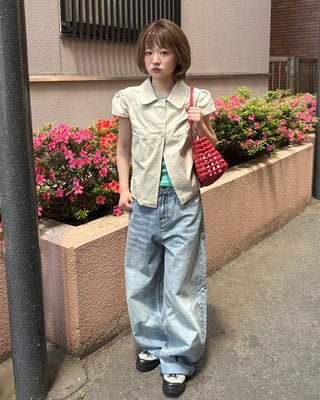 Basic wide-leg denim pants