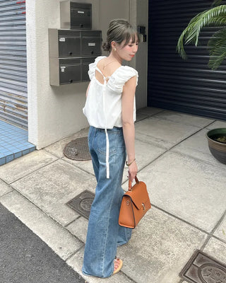 Shoulder puff shirring blouse