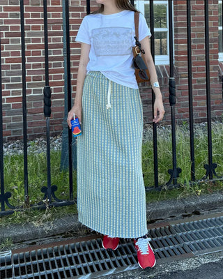 Washed stripe maxi skirt