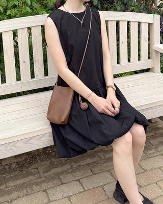 Balloon sleeveless midi dress