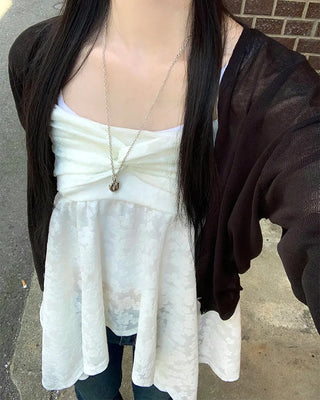 Floral print lace twist camisole