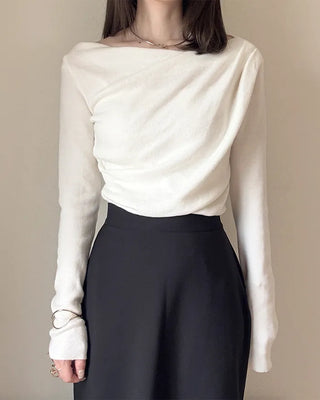 Drape off-shoulder knit