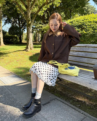 Polka Dot Frill Midi Skirt