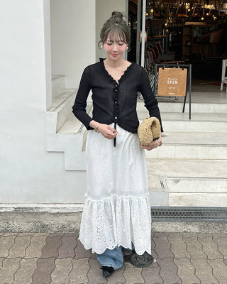 Embroidered Punching Point Long Bustier Dress