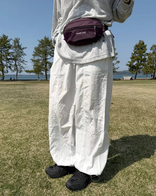 Center seam nylon parachute pants