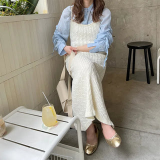 Cable knit long dress