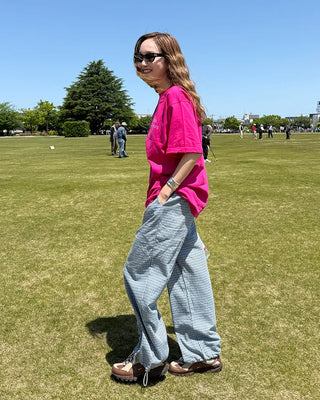 2-way hem check easy pants