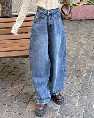 Wide vintage wash denim pants