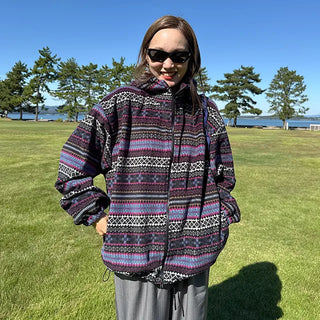 (Unisex) Ethnic Pattern Fleece Hoodie