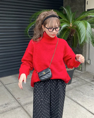 Loose-fit high-neck knit