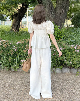 Pintuck bustier and slacks set