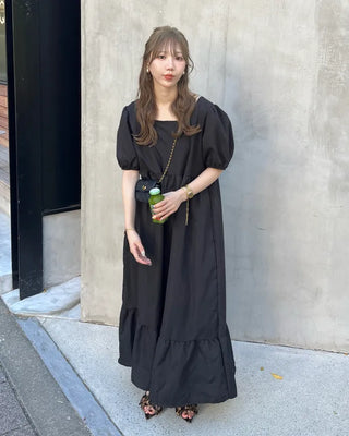 Square neck long dress
