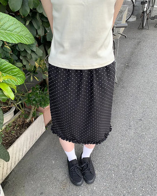 Polka Dot Frill Point Midi Skirt