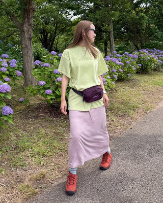 Bordered waist drawstring maxi skirt
