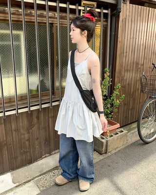 Shirred Mini Volume Camisole Dress