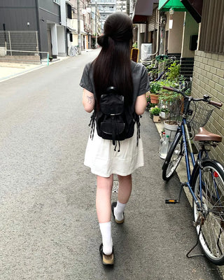 Denim Shirred Short-Sleeve Shirt