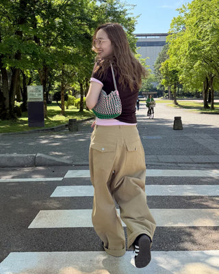 (Unisex) Wide Curved Cotton Pants