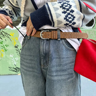 Suede stud belt