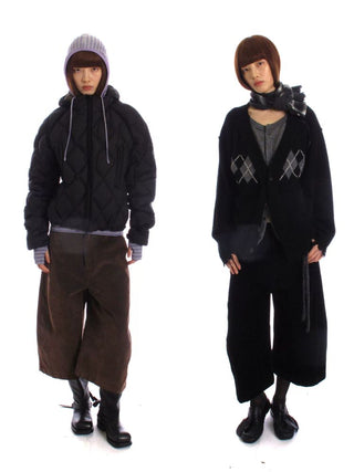 [NeverSeez] Flocked Cropped Wide Leg Jeans