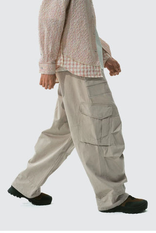 [Monterest] Grid Cotton Drawstring Paratrooper Pants
