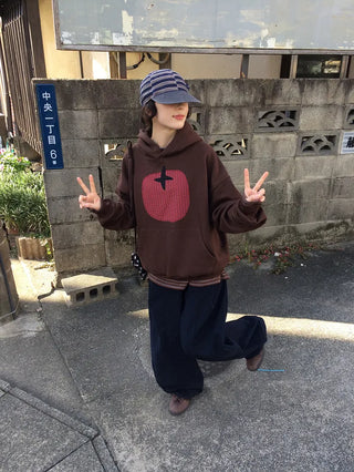 Tomato print fleece-lined hooded parka