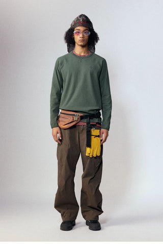 [Monterest] Waffle Knit Drop Shoulder Long Sleeve Tee