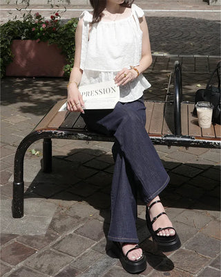 (ORIGINAL) Eyelet Tiered Ribbon Sleeveless Dress