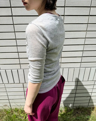 Henley Neck Sheer T-Shirt