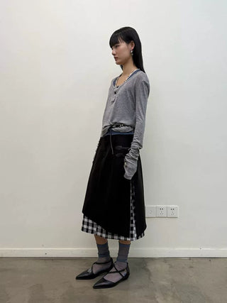 [NEVERSEEZ] Lyocell Wool Blend Henley Long Sleeve Tee